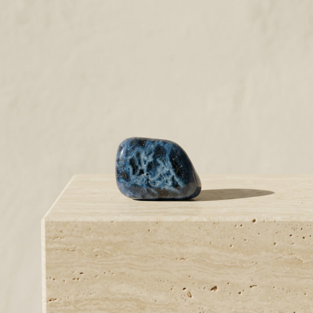 Achat Trommelstein, blau gefärbt