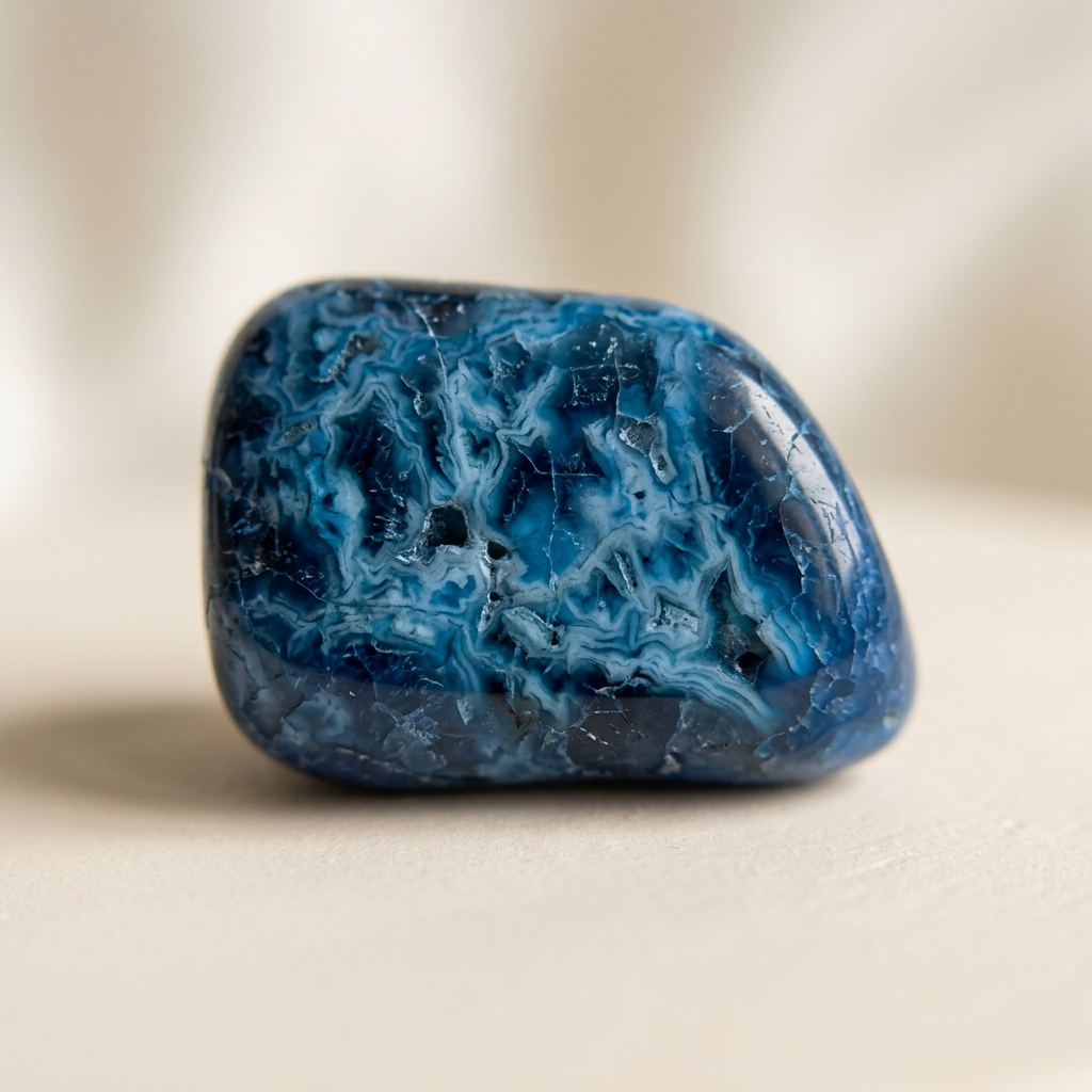 Achat Trommelstein, blau gefärbt