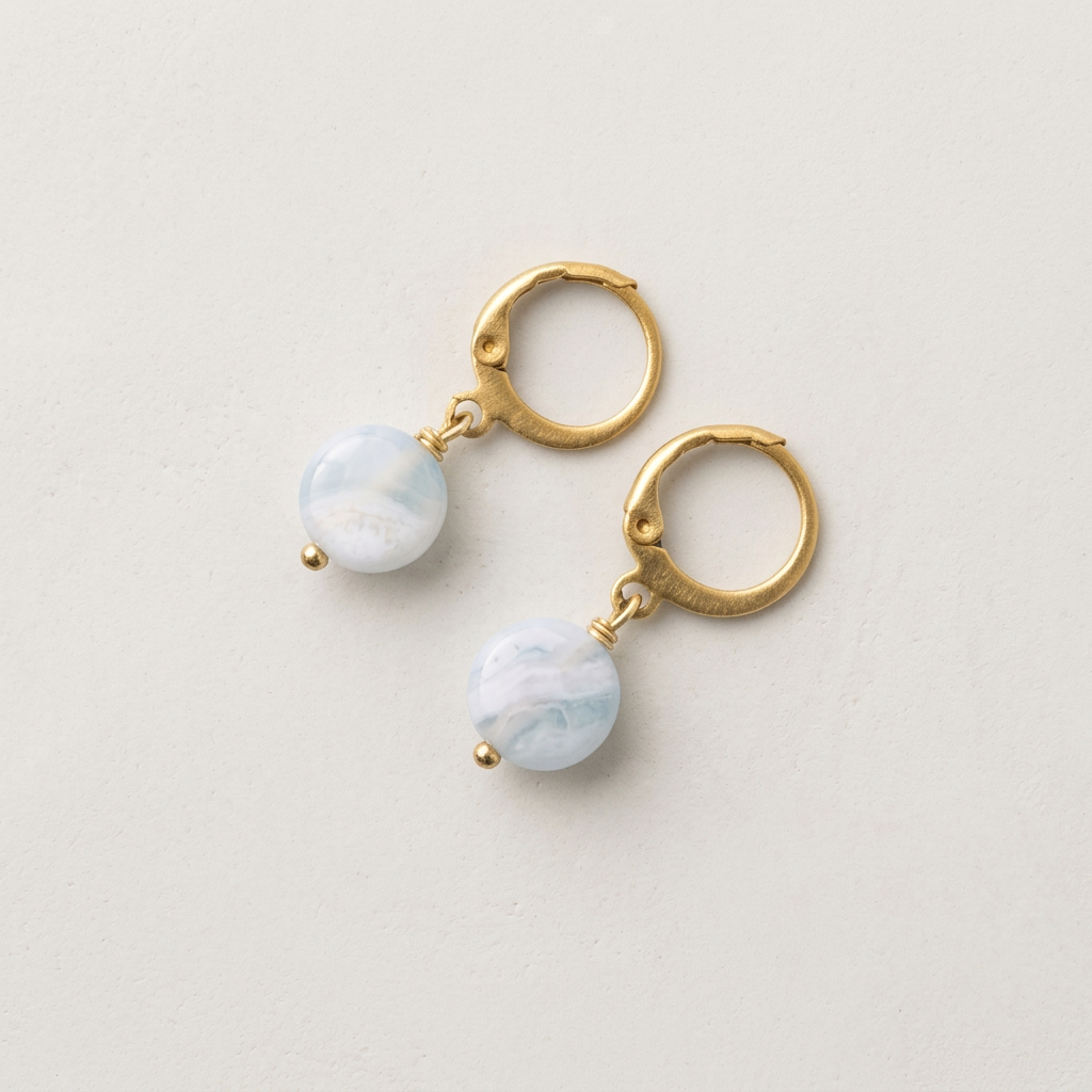 Chalcedon Ohrringe, Creolen Gold „Cloud“
