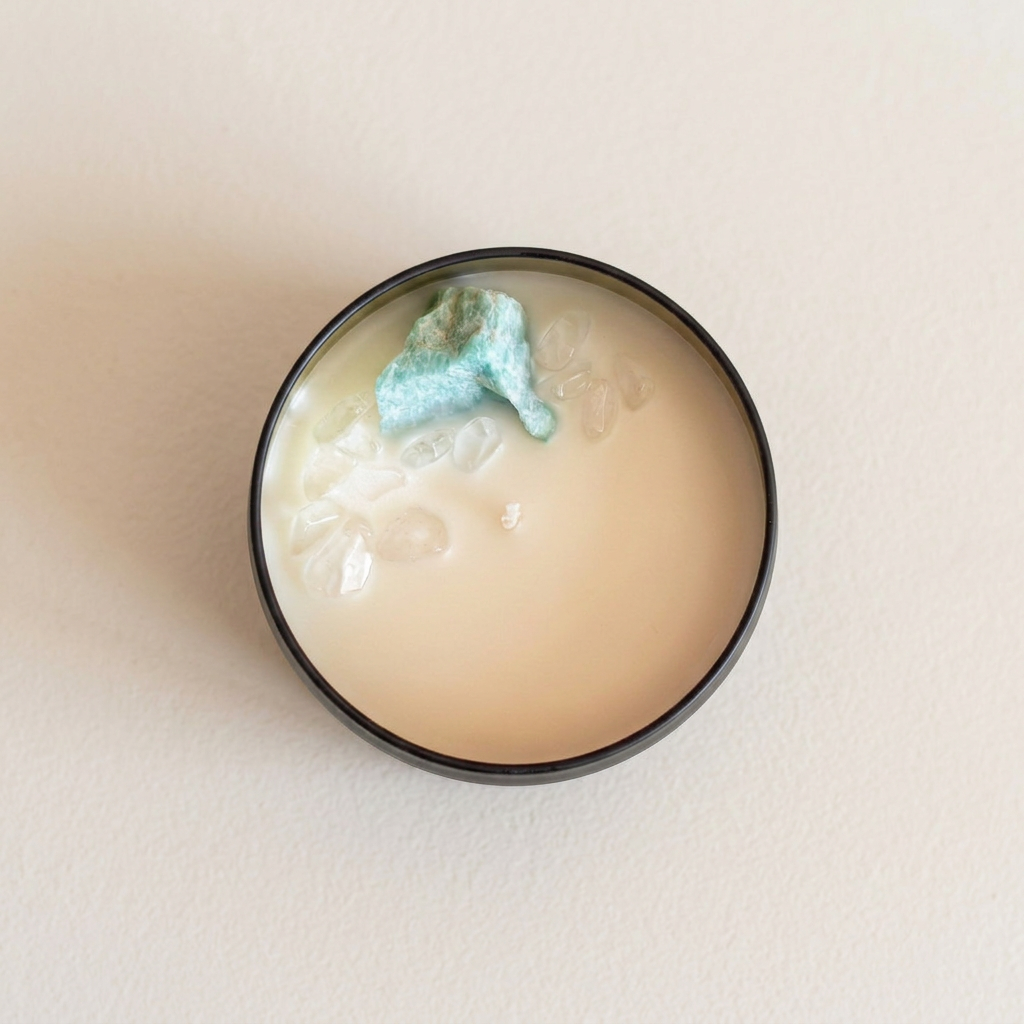 Bergkristall & Amazonit Kristallkerze „Clear Crush“
