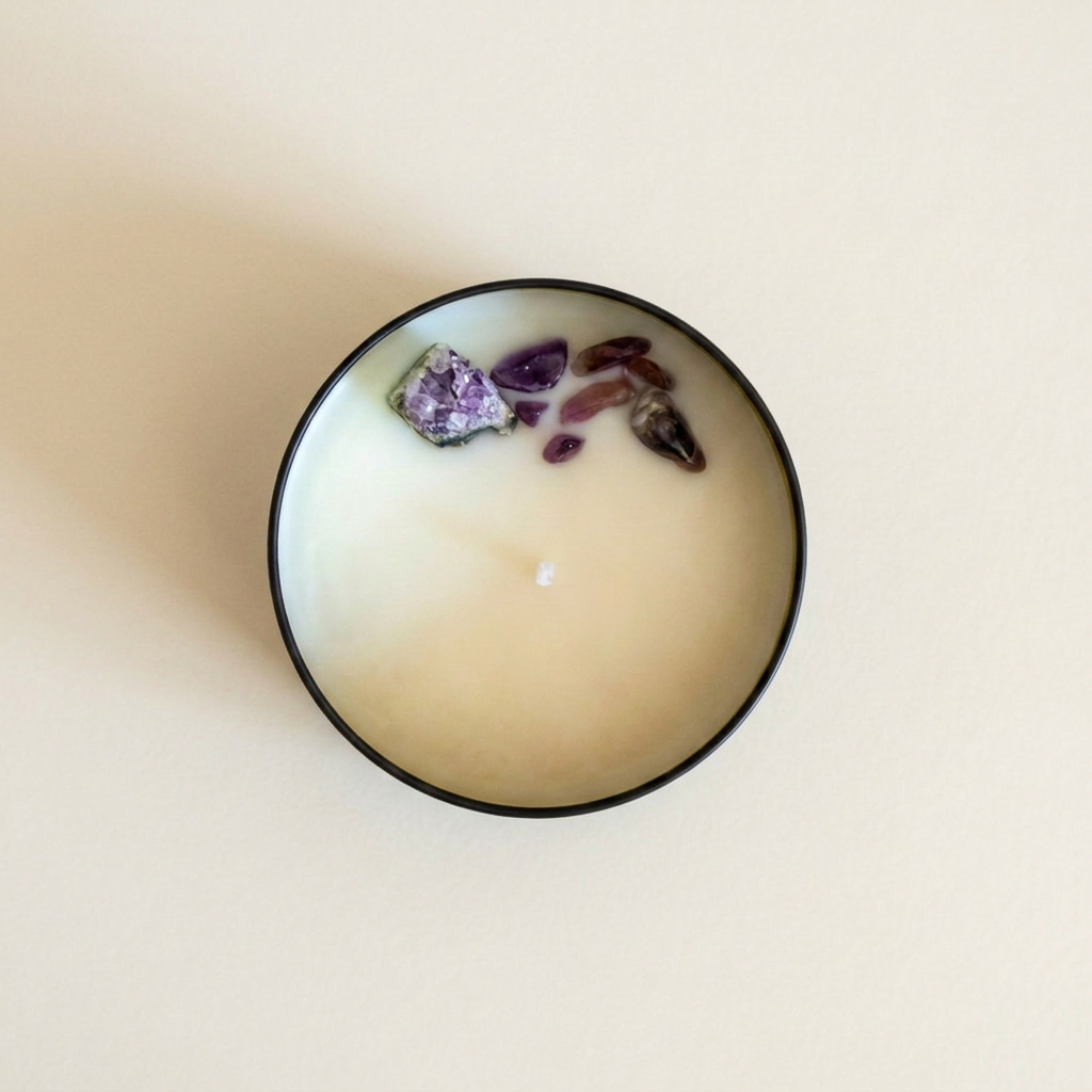 Amethyst Kristallkerze „Mind OFF“ mit Orchideen-Duft