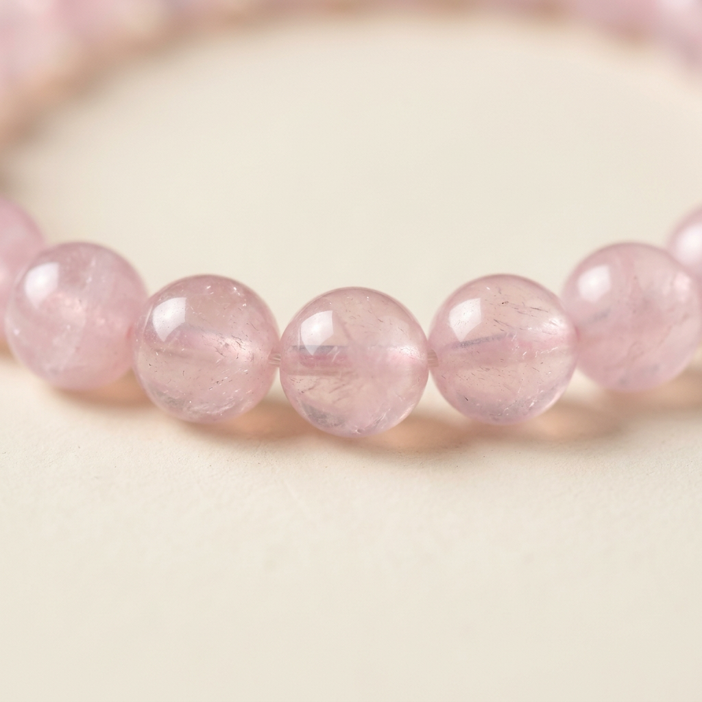 Rosenquarz Armband mit 4 mm Perlen „Soft Heart“