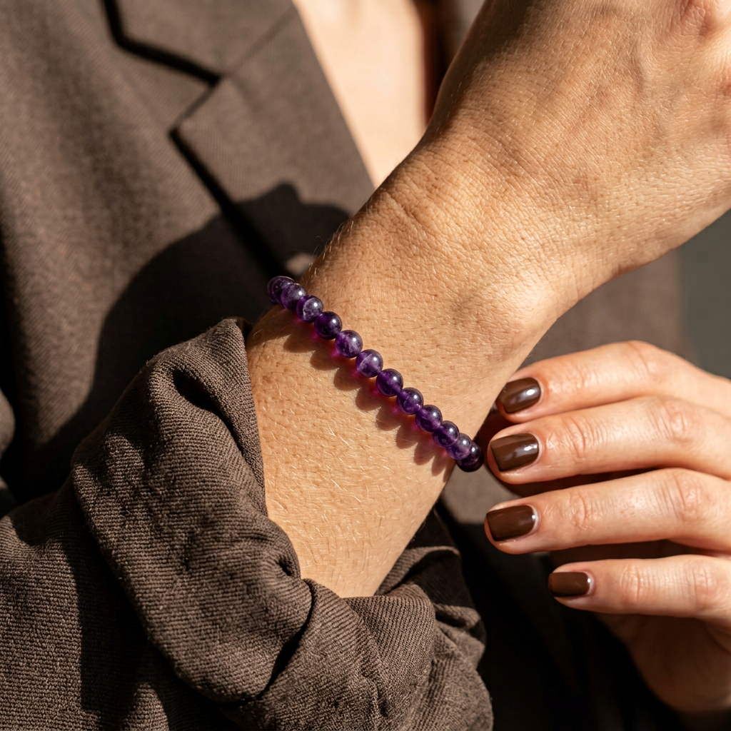 Amethyst Armband mit 4 mm Perlen „Still“
