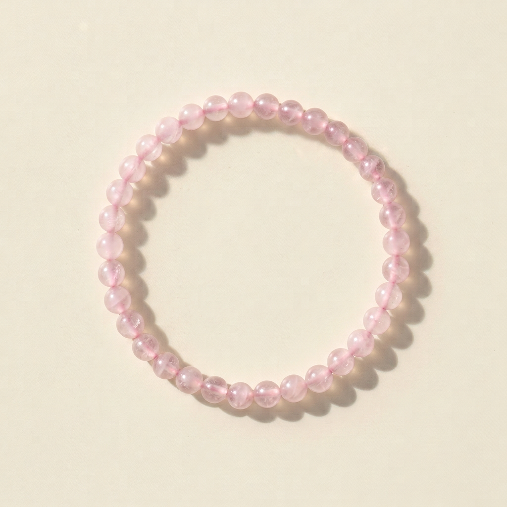 Rosenquarz Armband mit 4 mm Perlen „Soft Heart“