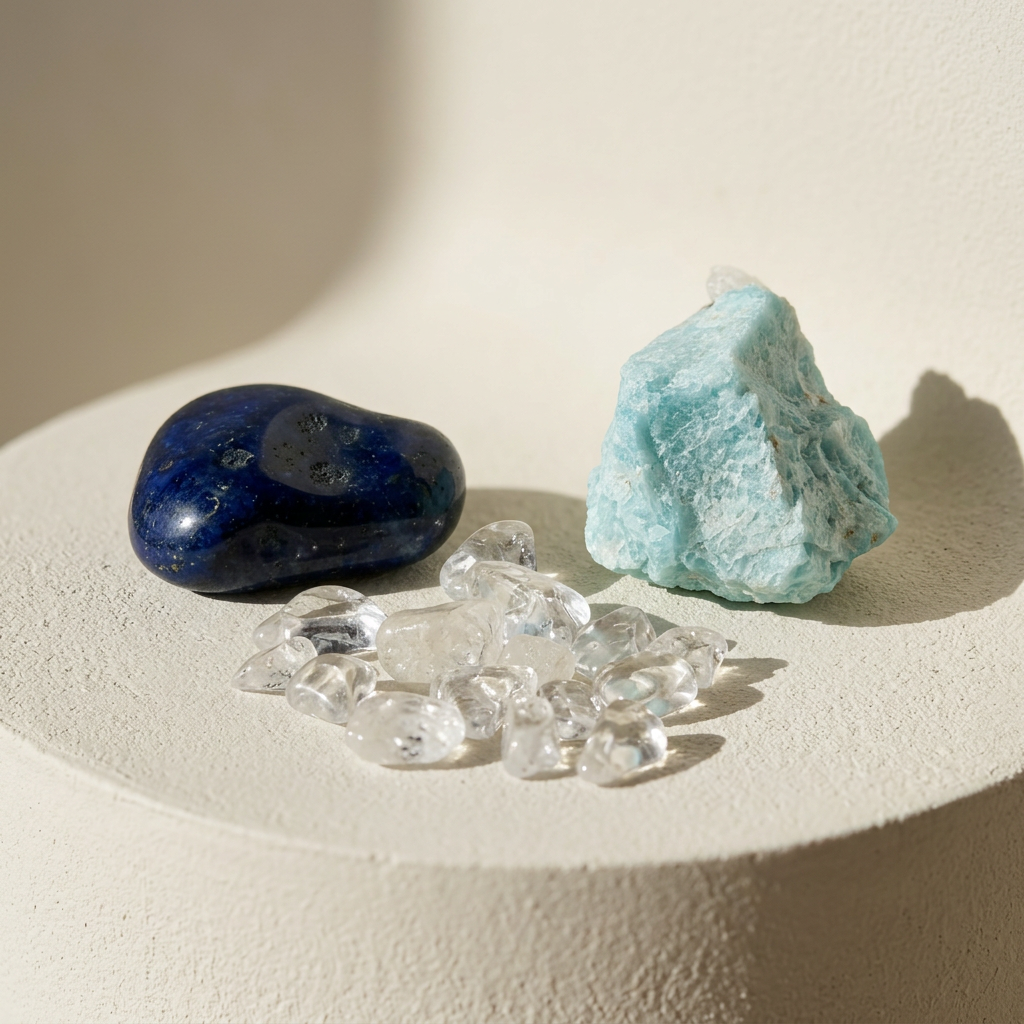 Edelstein-Set „Calm“ mit Amazonit, Achat & Bergkristall